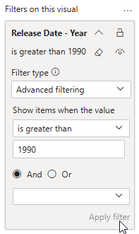 Power BI filter panel card