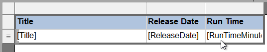 Selecting every cell in a Report Builder table
