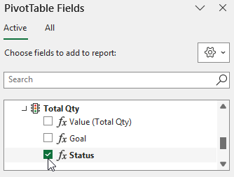 Removing a KPI field from an Excel pivot table