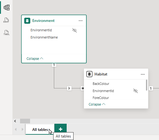 Dragging in tables from the Data pane