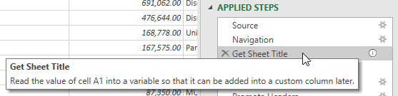 Viewing a comment for a query step in Power Query for Excel