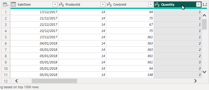 Power Query will select the column you choose