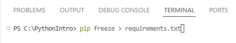 Running Pip freeze > requirements.txt