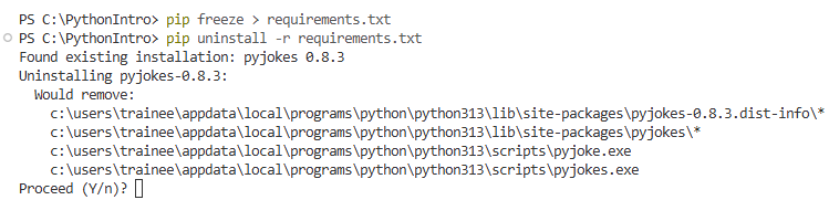 Uninstalling each module at a time