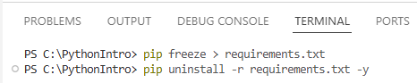 Executing the uninstall command