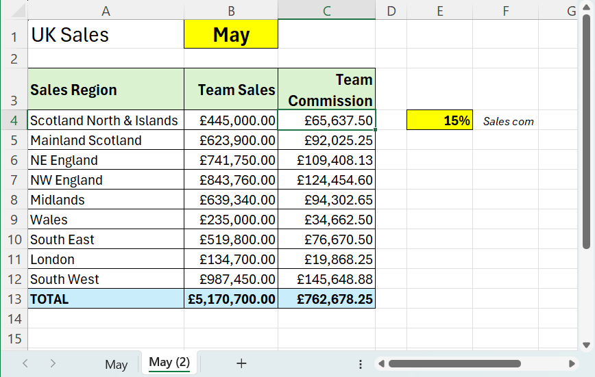 Diagram to show the new copied sheet - May (2)