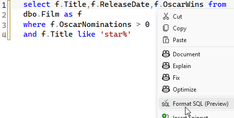 Choosing to automatically format SQL code in SSMS 22 Choosing to automatically format SQL code in SSMS 22