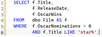An SQL query after applying automatic formatting An SQL query after applying automatic formatting