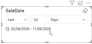 Now the slicer does not include todays date in the date range