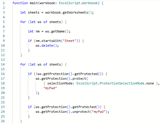 Neatly laid out code in Microsoft Office Scripts for Excel Neatly laid out code in Microsoft Office Scripts for Excel