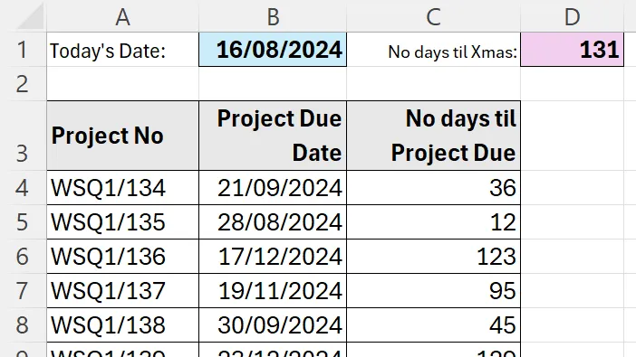 Example if using the updating currnt date in a worksheet