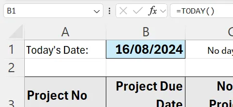 Inserting =today() into a cell