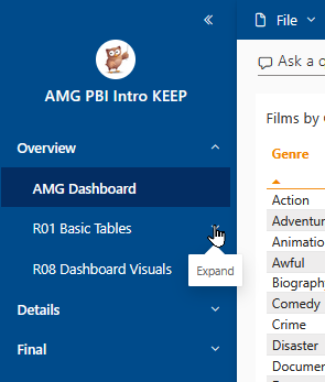 Published app with sections