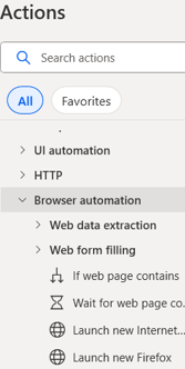 Actions in Power Automate Desktop