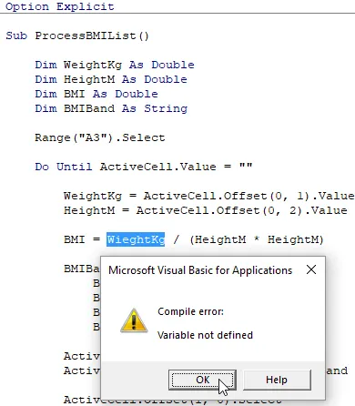 Error message
