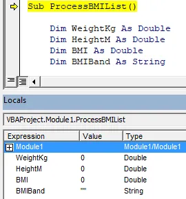 Declared variables
