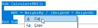 Cut subroutine