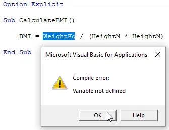 Error message